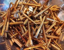 Vintage Job Lot Slotted Mixed Antique Brass Screws 1kg New Old Stock 
