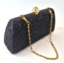 Aftershock London Clutch Purse Black Glitter Evening Bag Sparkly Purse Party