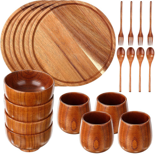 Pcs acacia wood dinnerware - pcs,