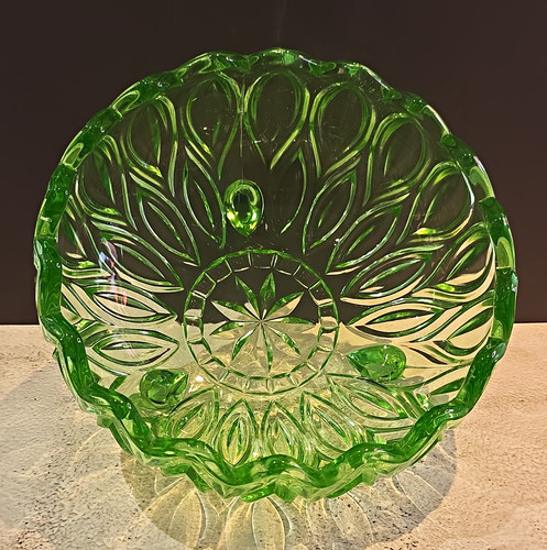 Vintage green pressed glass - green,