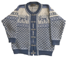 Nordstrikk Cardigan Womens M-L (Measured) S (Label) Wool Xmas Reindeer Sweater