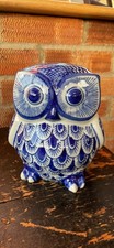 Handsome Blue and White Decorative Owl Figurine