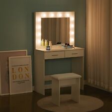Dressing Table Make up Desk Cabinet w/ Mirror Stool Drawers Dresser
