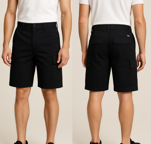 Mens black cargo shorts work - black,