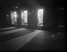 An empty train carriage, fully
