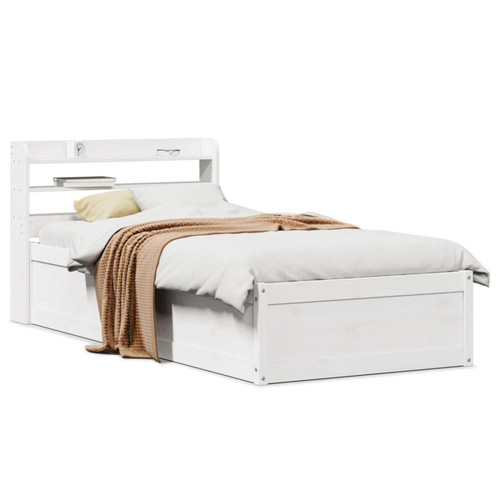 Bed frame solid pinewood white - pinewood,