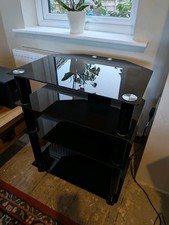 Richer Sounds pixel PXHF40, 4-tier AV Media Stand Tempered Glass Audio video AV