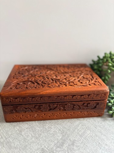 Carved indian wooden trinket - indian,