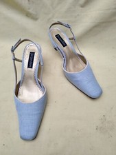 JACQUES VERT  QUALITY  Sz UK  5  WOMENS PALE BLUE SLING BK KITTEN HEEL SHOES NR