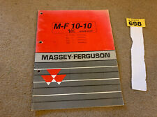 Massey Ferguson 10-10 Compact Tractor Parts Book 1637232M1 Catalogue 1010 Mower