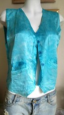 Vintage Handmade Funky Blue Boho Hippy Tie Dye Stone Wash Waistcoat XMAS