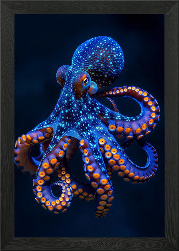Neon octopus suckers framed - neon,