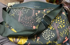 Radley Dark Green Wipe Clean Crossbody Bag VGC Woodland Design MEDIUM