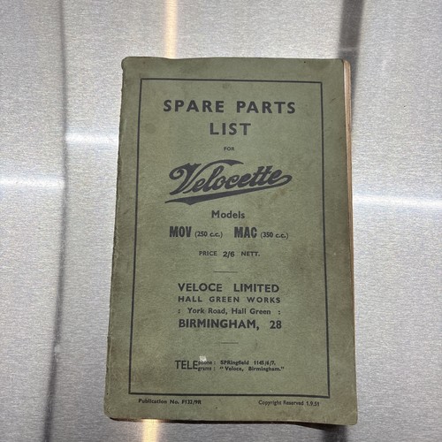 Vintage 1940s spare parts list - vintage,