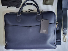 Alfred Dunhill Bag Boston Blue Leather Single Document Case Messenger Brief BNWT