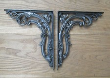 PAIR OF LARGE 12" Cast iron vintage floral shelf brackets cistern sink toilet