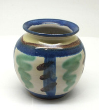 Small Tintagel Studio Pottery Vase Pot Cornwall Blue & green