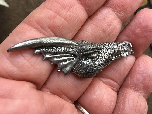 Dragon head chunky pewter pin - head,