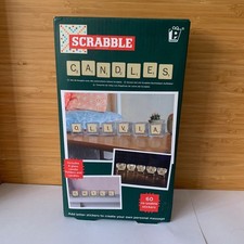 Scrabble Glass Candle Holders with Candles and Scrabble Letter Stickers