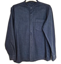 Muji Men's Blue 100% Cotton Flannel Shirt Uk Med Autumn Winter Wear