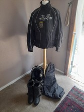 Motorcycle Frank Thomas Leather Outfit , Womens helmet Gloves Boots Jacket etc,!