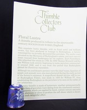 Lovely Crystal Top Fine Bone China Thimble ~ Rockingham Floral Lustre 