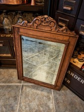 Vintage Decorative Oak Mirror.  Bevelled Edge, Lovely Patina