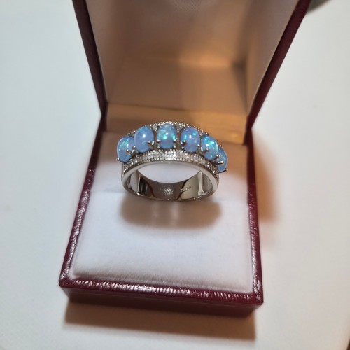 Blue opal zircon - blue, band