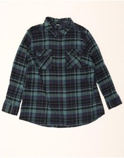 EDDIE BAUER Womens Flannel Shirt UK 18 XL Green Check Cotton DD48