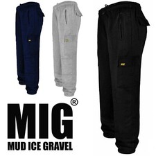 Mens MIG Fleece Tracksuit WORK Jogging Bottoms Trousers & Knee Pad Pocket