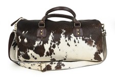 Unisex Hair-On Cowhide Leather Duffle Bag Handmade Travel Weekender Multi Color