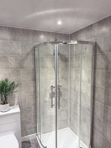 Grey bathroom 8mm wall - bathroom,