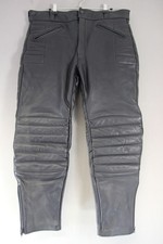 BRITISH MADE BLACK LEATHER BIKER TROUSERS: WAIST 36-38 INCH/INSIDE LEG 27 INCH