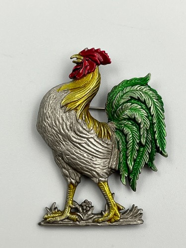 Rooster brooch by jonette - jj, brooch,