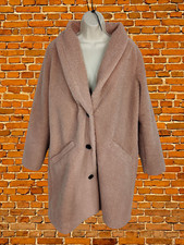 FATFACE DUSKY PINK TEDDY OVERCOAT SIZE UK 16 WOMENS SINGLE BREASTED FLEECE COAT
