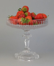 Glass Compote Footed Dish. Fruit Bowl Tazza Stand. Frosted Daisy Pattern. VTG 6"