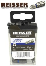 25 x REISSER Torsion Impact Driver Pz2 Pozi 2 Screwdriver 25mm Bits, IMPPZ02TT25