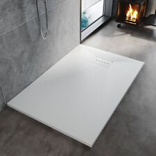 Square Shower Tray Anti-slip Slate Effect With Free Waste Optional Drain Trap