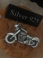 Silver motorbike pendant - pendant, on