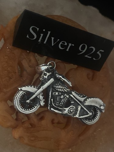 Silver motorbike pendant - motorbike,