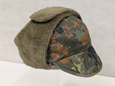 Genuine Bundeswehr German Army Flecktarn Cold Weather Trapper Winter Pile Hat