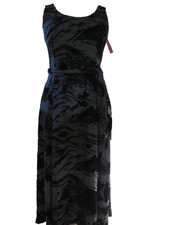 "EAST" 10 B.N.W.T. BLACK SILK BLEND VELVET EMBOSSED MAXI EVENING DRESS