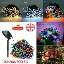 Solar Panel Powered 100-500LED Fairy String Lights Outdoor Garden Christmas Tree