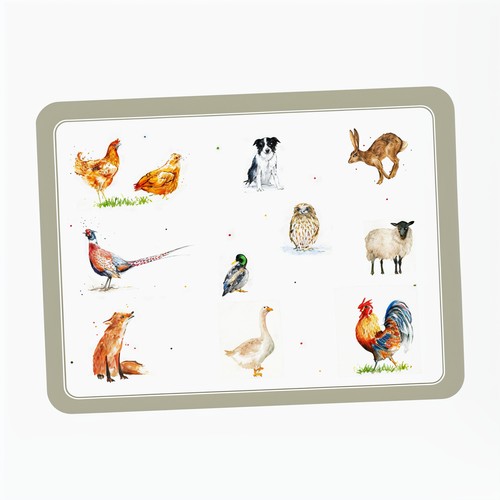 Cork placemats 6pcs farm - placemats,