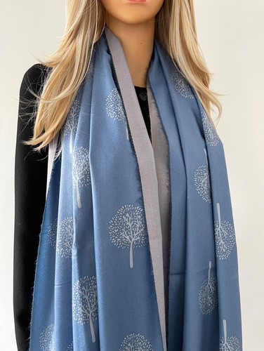 Ladies blue wool scarf tree - wool, of