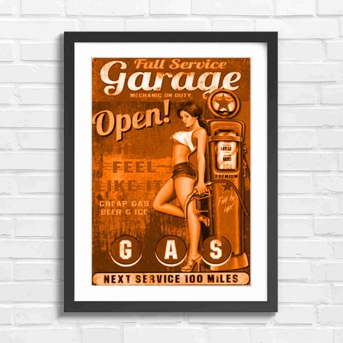 Retro pinup garage - garage, girl