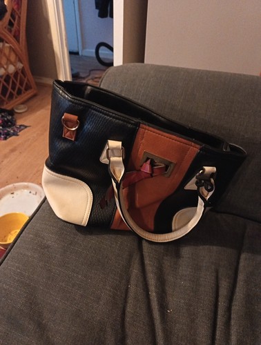 Blocked faux leather handbag - blocked,