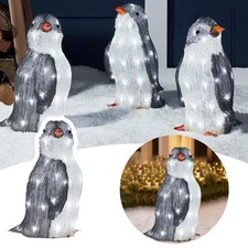 3PCS Penguin Acrylic LED Lights Christmas  Garden Ground Lamp Outdoor Light Deco
