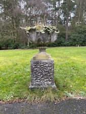Haddonstone Victoria Vases on Victoria Pedestals, Bath weathered sold as a pair