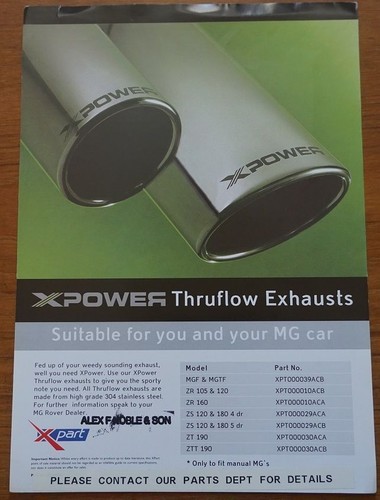 Power thruflow exhausts x - mg,